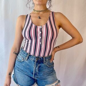 Anine Bing striped tank top bodysuit. - red, blue, and white. Women’s Size XS